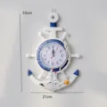Detalle de bonito reloj de pared con ancla de madera estilo mediterráneo y un velero. - Estilo D - Velero Grande