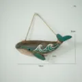 Decorazione murale balena in legno, ciondolo animale marino stile nautico per soggiorno. - modello 2