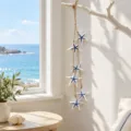 Bella Decorazione Murale Stella Marina di Legno Blu Bianco Stile Marino Sospesa Casa - Stile Stella Marina