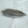 Decorative leaf shaped storage tray vintage rustic jewelry dish for home entryway decor. - Vintage Silver-Brushed Leaf