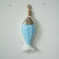 Mediterranean style wooden small fish wall hanging pendant for indoor hallway wall decor - Light Blue Fish Pendant