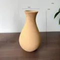 Dekorative hölzerne Vase mit rauer Textur für Wohnzimmer Trockenblumen Arrangement - Große Bauchige Wasserflaschen-Vase Rohling