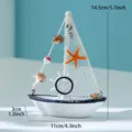 Mediterranes Mini Holz Segelboot Modell maritime Tischdekoration mit Muscheln und Steuerrad - Muschel Steuermann Boot
