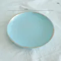 Light blue distressed decorative storage tray 21.5cm Nordic style home entry key jewelry dish - Blue Round Basin