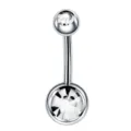 Edelstahlnabelpiercing mit doppelten klaren Zirkoniasteinen für Damen glänzend. - Weißer Strass