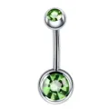 Edelstahl Bauchnabelpiercing mit grünen Zirkonia Steinen doppelt Kristall Bauchnabelring. - Grünes Zirkonia