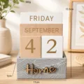 Calendario perpetuo in blocchi di legno decorazione da scrivania con data manuale. - Scatola Grigia Calendario Home