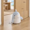 Blue and white striped cute shark doorstop, soft plush floor door wedge for home decor. - Shark Door Stopper / Light Blue Stripes