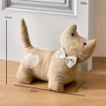 Fabric cat door stop decorative cute animal doorstop for bedroom home use, 27cm beige. - Khaki
