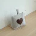 Fabric door stop decorative door wedge with heart patch and handle for home room decor - Heart Door Stop / Gray