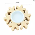 Bougeoir flocon de neige en bois avec insert blanc pour décoration de table de Noël. - Flocon de neige