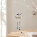 Campanello a vento barca a vela stile mediterraneo con stelle blu per la decorazione. - Stile Stella Marina
