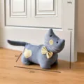 Fabric cat door stopper decorative cute animal door stop heavy fabric weighted door wedge home - Blue