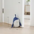 Cute blue shark plush door stop, creative cartoon heavy door stopper for home safety decor. - Shark Door Stopper / Dark Blue