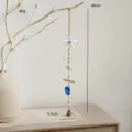 Mediterranean style hanging wind chime with shell and wooden beads for home wall decor. - Blue-White Starfish Style