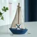 Modello di barca a vela in legno stile mediterraneo decorazione da scrivania nautica casa - Barca a Vela con Salvagente