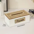 Scatola di fazzoletti in legno vintage con coperchio intagliato e scritta home. - Stile C Floreale Intagliato