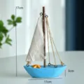 Ornement de voilier en bois de style méditerranéen décor de bureau thème marin nautique affichage - Voilier Étoile de Mer / Bleu