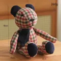 Orsetto di Peluche in Tessuto Scozzese Vintage Fatto a Mano Graziosa Decorazione 18cm - Orsetto a grandi quadri rossi e verdi