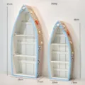 Scaffale barca in legno stile mediterraneo decorazione scrivania tema oceano set 2 - Beige Set di 2