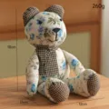 Vintage Floral Fabric Teddy Bear Stuffed Doll Toy Retro Zakka Cotton Ornament 18cm SKU - White Background Blue Floral Bear