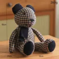 Retro checkered fabric teddy bear doll cute handmade stuffed toy home decor plush - Blue Large Plaid Bear