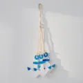 Mediterranean style wooden anchor hanging decoration, rustic white and blue wall ornament for home. - Iron Anchor String