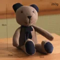 Vintage fabric teddy bear doll, brown handmade plush toy with scarf for room decor style. - Brownish Red Bear