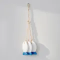 Mediterranean style wooden fish hanging ornament, white and blue coastal wall decor pendant. - White Fish String