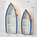 Scaffale a barca in legno stile mediterraneo decorazione da tavolo tema oceano stanza - Bianco Set di 2