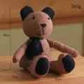Retro fabric teddy bear plush toy, handmade plaid stuffed doll, cute decorative ornament. - Red Plaid Bear