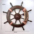 Timone navale in legno decorazione da parete stile nautico retrò vintage pendente 62cm - Timone di Nave a Rete da 62 cm