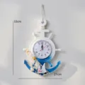Reloj de pared de ancla de madera estilo mediterráneo con decoración náutica, decoración 33x21cm - Estilo B - Velero Pequeño con Red