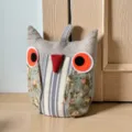 Cute fabric owl doorstop decorative heavy door wedge home ornament safety animal stopper - Grey Green