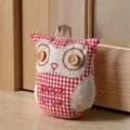 Retro fabric owl door stop decorative heavy doorstop cute home decor anti-collision - Rose Red
