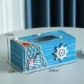 Scatola di fazzoletti in legno mediterranea scatola portaoggetti decorazione casa - Timone Blu