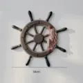 Mediterranean wooden ship wheel wall decor vintage nautical hanging ornament 34cm - 34cm Retro Mesh Ship's Wheel