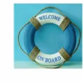 Mediterranean style decorative life ring wall hanging for home bar and room decor 20cm - 20cm Blue and White No Net