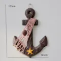 Mediterranean style anchor wall hanging with net and starfish vintage home decor item - Small Anchor