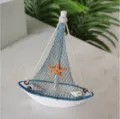 Mediterranean wooden sailboat ornament miniature model for home desktop decoration decor - Small Starfish Style / 11x14x2.7cm