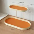 Étágére de rangement de bureau en fer à deux niveaux plateau organisateur ovale coussin orange 30x15cm - Cadre Blanc Base Orange