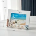 Cornice portafoto in legno stile mediterraneo da 6 pollici con conchiglie e barca a vela. - Cornice per Foto Remo Salvagente Orizzontale