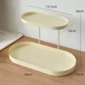 Étagère de rangement de bureau en fer à deux niveaux, plateau organisateur ovale. - Cadre Blanc Base Blanche