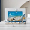 Mediterranean style 6-inch nautical photo frame with seashells starfish for home decor. - Horizontal Photo Frame
