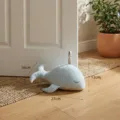 Cute striped fabric dolphin doorstop with sand filling, home decorative floor animal ornament. - Light Blue
