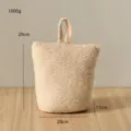 Fermaporta in tessuto sherpa beige con maniglia, blocco porta pesante con sabbia decorativo. - Fermaporta beige in peluche