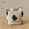 Fermaporta decorativo in tessuto cotone lino a righe blu con bella barca a vela. - Barca a Vela a Righe