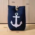 Ferma-porta in tela con motivo ancora, pesante riempito di sabbia 920g decorazione casa - Ancora Blu