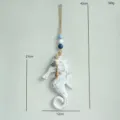 Decorazione da parete con cavalluccio marino in legno stile mediterraneo con corda. - Cavalluccio marino / Bianco Vintage