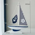 Decoración de velero de madera marino vintage lona modelo de barco para oficina mesa. - Barco de Lona Azul con Base
